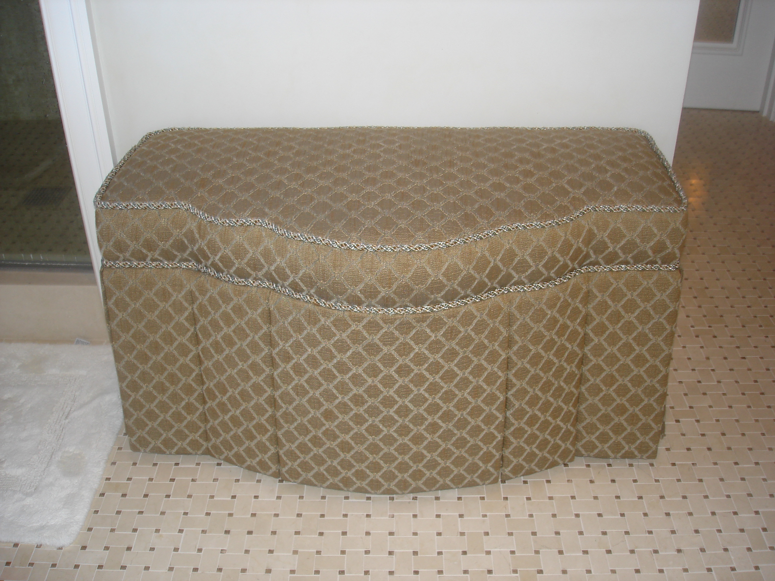 Custom Reupholstered Opening Ottomans